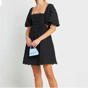 NWT o.p.t. Black Scalloped Mini Dress Size XS‎